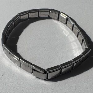 Authentic Zoppini Firenze Chic Silver Stainless Steel Blank Charm Link Bracelet